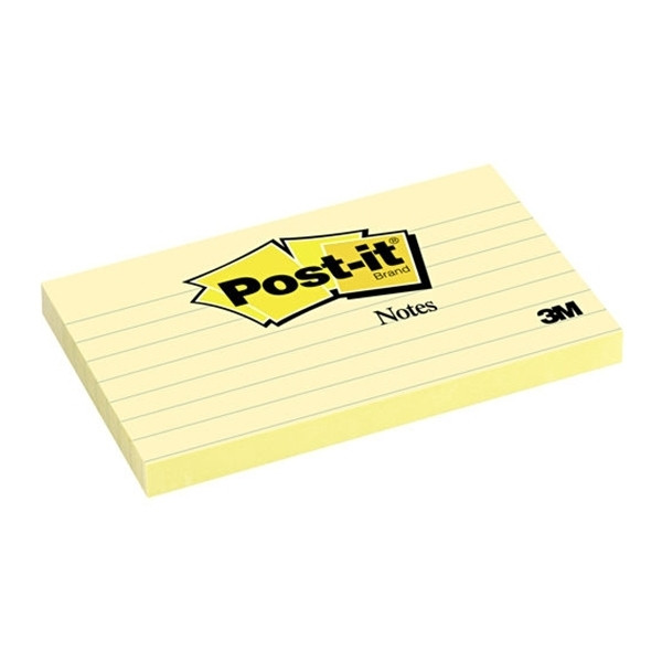 Post it lappar 76mm x 127mm 3M linjerade gul 100 ark 3M